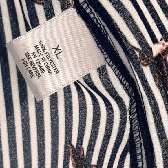 Roz & Ali Womens Button-Up Striped Blouse humming bird Print blue size XL - Picture 3 of 14